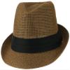 Ashen Fane Kid's Paper Straw with Black Band Fedora Hat, Brown view 1