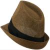 Ashen Fane Kid's Paper Straw with Black Band Fedora Hat, Brown view 2