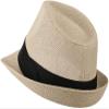 Ashen Fane Kid's Paper Straw with Black Band Fedora Hat, Tan view 2