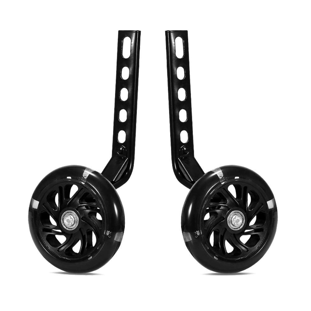 FUFU Children's Bicycle Training Wheel LED Luminous Bicycle Stabilizer 12-18 Inch Children's Bicycle (Color : Black, Size : 12in)