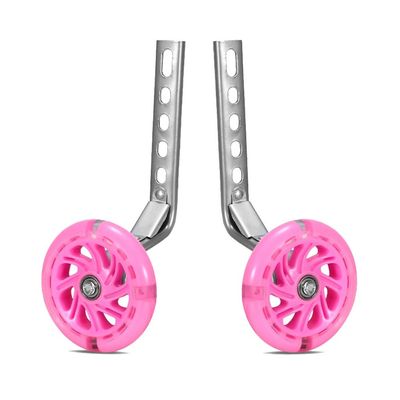 FUFU Children's Bicycle Training Wheel LED Luminous Bicycle Stabilizer 12-18 Inch Children's Bicycle (Color : Pink, Size : 18in)