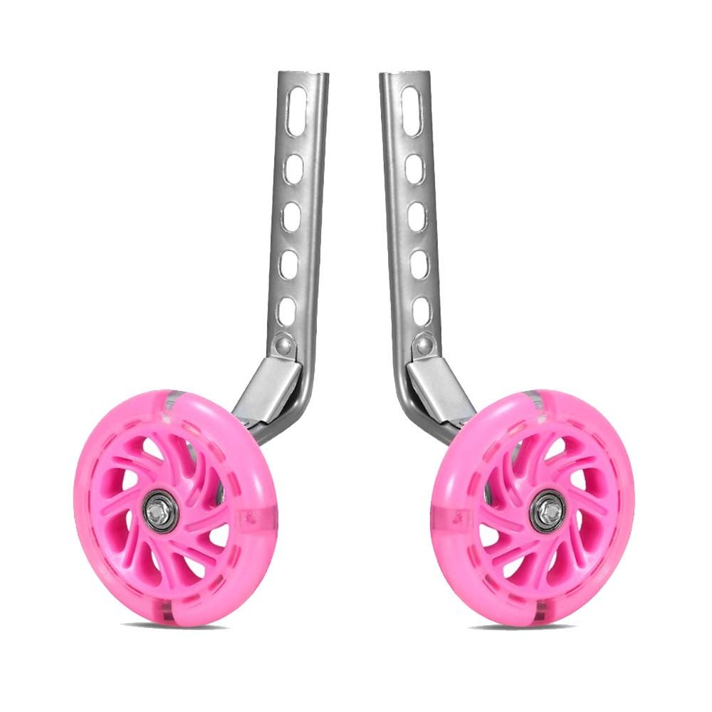 FUFU Children's Bicycle Training Wheel LED Luminous Bicycle Stabilizer 12-18 Inch Children's Bicycle (Color : Pink, Size : 16in)