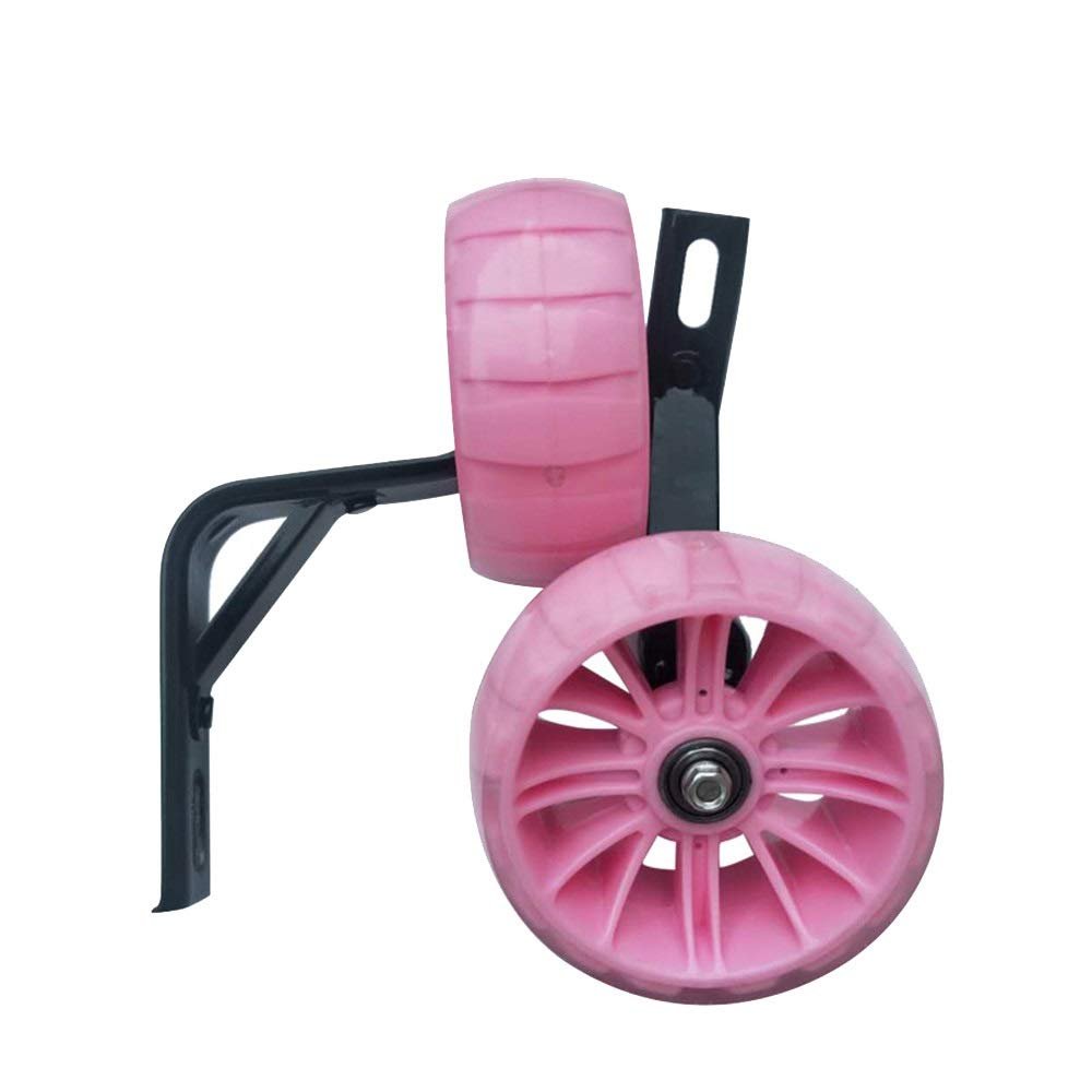 FUFU Bicycle Training Flashing Wheels, Children's Bicycle Stabilizer Support Wheels 12 14 16 18 20 Inches (Color : Pink, Size : 18in)