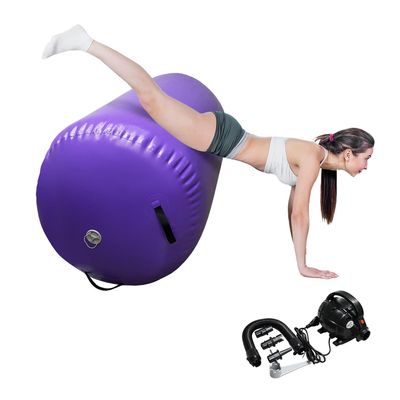 BYBAG Air Barrel Back Roller Inflatable Tumbling Mat with Electric Pump,Tumble Track Gymnastic Equipment Exercise Mats for Home Use,Gym Training,Cheer leading,Yoga(PURPLE, 75CM*120CM)