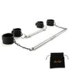 EXREIZST 2 Silver Spreader Bar Set with Bag and 4 Premium Soft Black Leather Straps Adjustable Expandable Yoga Sports Fitness Kit view 1