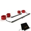 EXREIZST 2 Black Spreader Bar Set with Bag and 4 Premium Soft Red Leather Straps Adjustable Expandable Yoga Sports Fitness Kit view 1