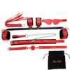 EXREIZST Black Spreader Bar Set with Bag and Premium Soft Leather Pad Red Straps System Set Adjustable Expandable Yoga Sports Fitness Kit view 1