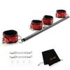 EXREIZST 3 in 1 Black Spreader Bar Set with 4 Premium Soft Pad Black Leather Straps Adjustable Expandable Sports Exercise Fitness Training Kit view 1
