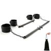 EXREIZST 2 Black Spreader Bar Set with Bag and 4 Premium Soft Black Leather Straps Adjustable Expandable Yoga Sports Fitness Kit view 1