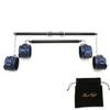 EXREIZST 2 Black Spreader Bar Set with Bag and 4 Blue Soft Fur Leather Straps Adjustable Expandable Yoga Sports Fitness Kit view 1