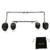 EXREIZST 2 Silver Pilates Spreader Bar Set and 4 Premium Soft Black Leather Straps Adjustable Sports Aid Training Fitness Kit view 1