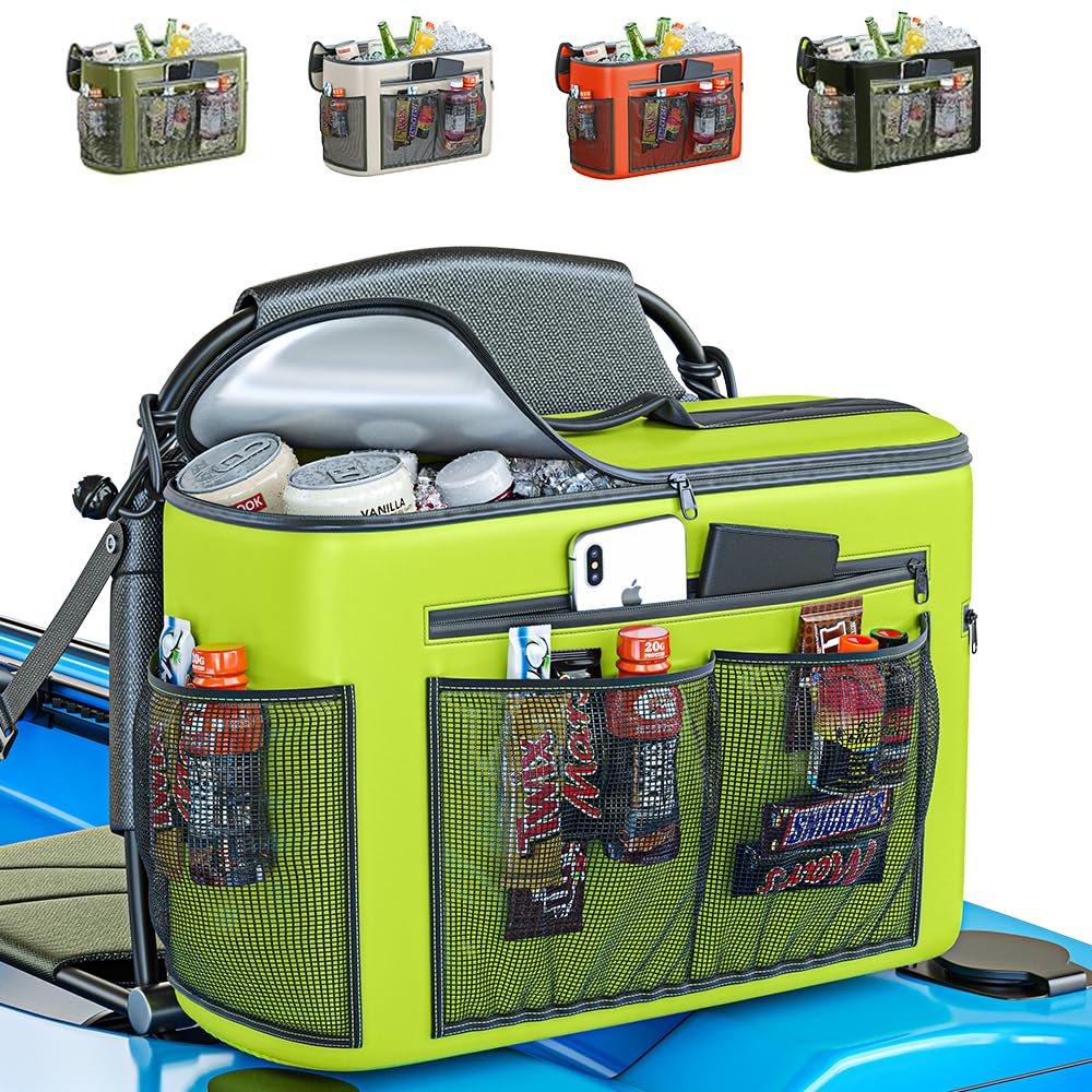 TidyFriend Kayak Cooler Behind Seat, Waterproof Cooler for Kayaking, Compatible with Lawn Chair Style Seats, Stores Drinks and Keeps Them Cool All Day (Light Green)