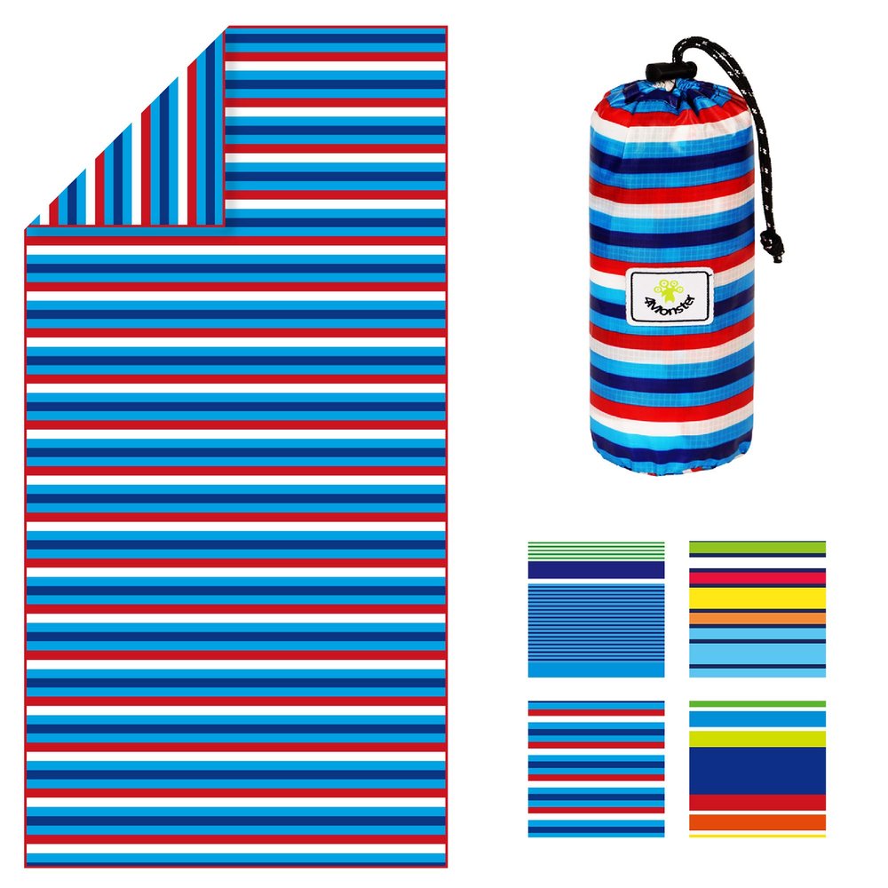 4Monster Microfiber Beach Towel Quick Dry,Super Absorbent Lightweight Travel Towel for Swimmers, Sand Free Camping Towel, Beach Towels for Pool,Swim,Water Sports,Yoga