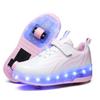 BFOEL Rechargeable Roller Shoes for Boys Girls Age 6-14 with LED Light-Up Kids Sneakers for Outdoor Play, Birthday White-Pink view 1