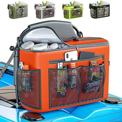 TidyFriend Kayak Cooler - Waterproof Seat Back Cooler - Compatible with Lawn-Chair Style Seats, Keeps Drinks Cool All Day Kayaking (Orange)