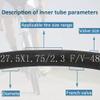 BWSHLF 27.5" Mountain Bike Inner Tubes (4 Pack), Durable Butyl Rubber MTB Bicycle Replacement Fit 2.1-2.4Presta Valve 48mm view 2