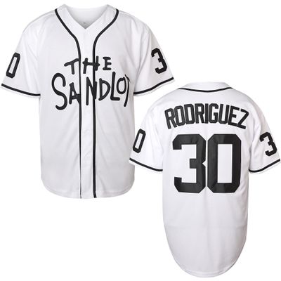 Bel Air Jersey Shirt Sleeve Benny 'The Jet' Rodriguez #30 The Sandlot Legends 3D Print Fashion Baseball Jersey S-3XL (30 Rodrigue White, Large)