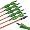AMEYXGS 6/12pcs Archery Bamboo Arrows Traditional Hunting Arrows 5" Turkey Feathers for Target Practice Recurve Bow Longbow Outdoor Shooting (Green, 12pcs) view 1