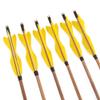 AMEYXGS 6/12pcs Archery Bamboo Arrows Traditional Hunting Arrows 5" Turkey Feathers for Target Practice Recurve Bow Longbow Outdoor Shooting (Yellow, 12pcs) view 3