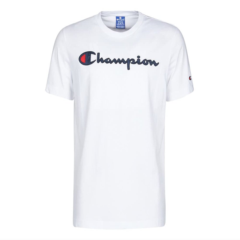 Champion Script SS Boys Active Shirts & Tees Size S, Color: White/Navy