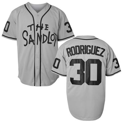 Bel Air Jersey Shirt Sleeve Benny 'The Jet' Rodriguez #30 The Sandlot Legends 3D Print Fashion Baseball Jersey S-3XL (30 Rodrigue Grey, Small)