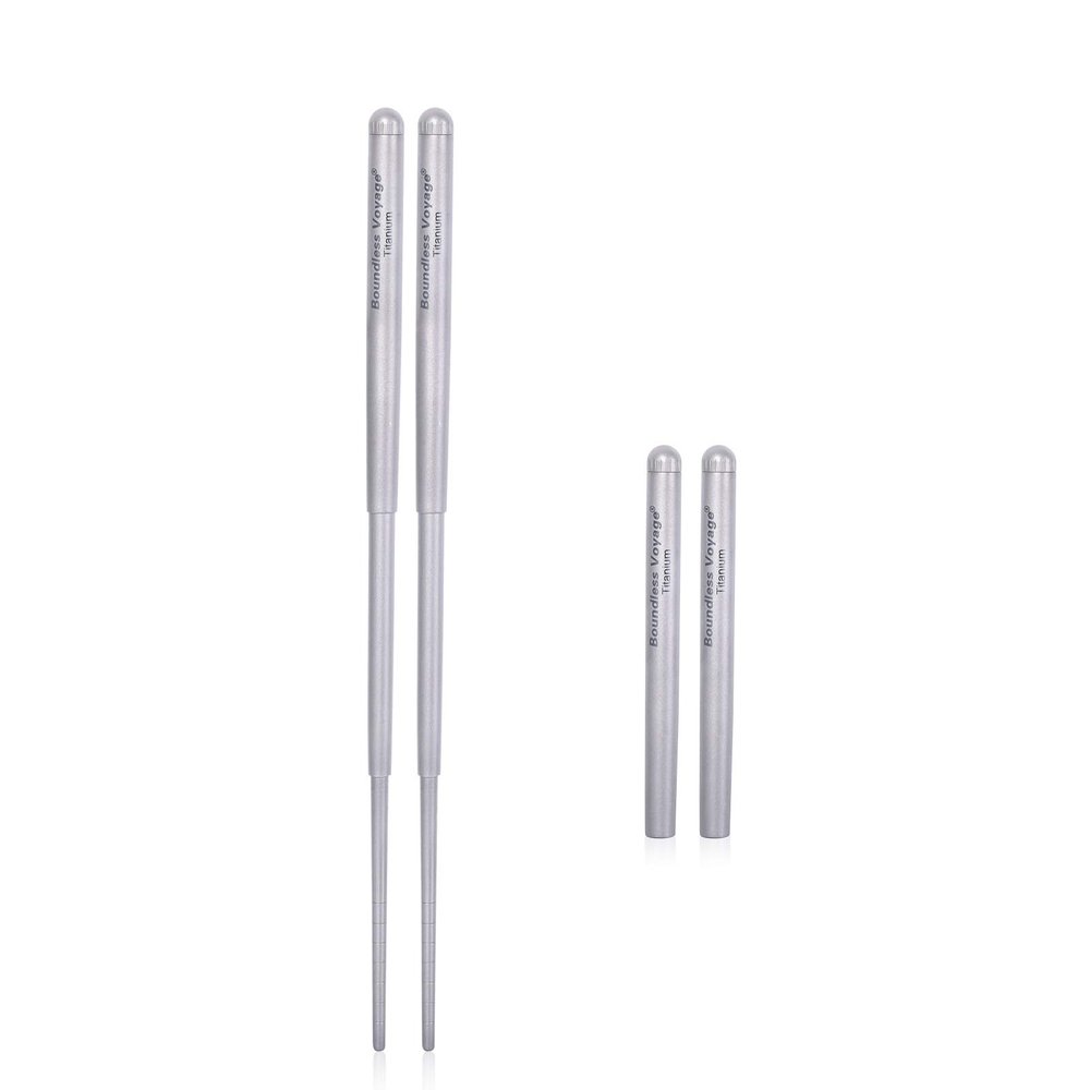 Boundless Voyage Foldable Telescopic Titanium Chopsticks Outdoor Camping Travel Picnic Folding Tableware Cutlery Titanium Camping Utensils Ti1004T