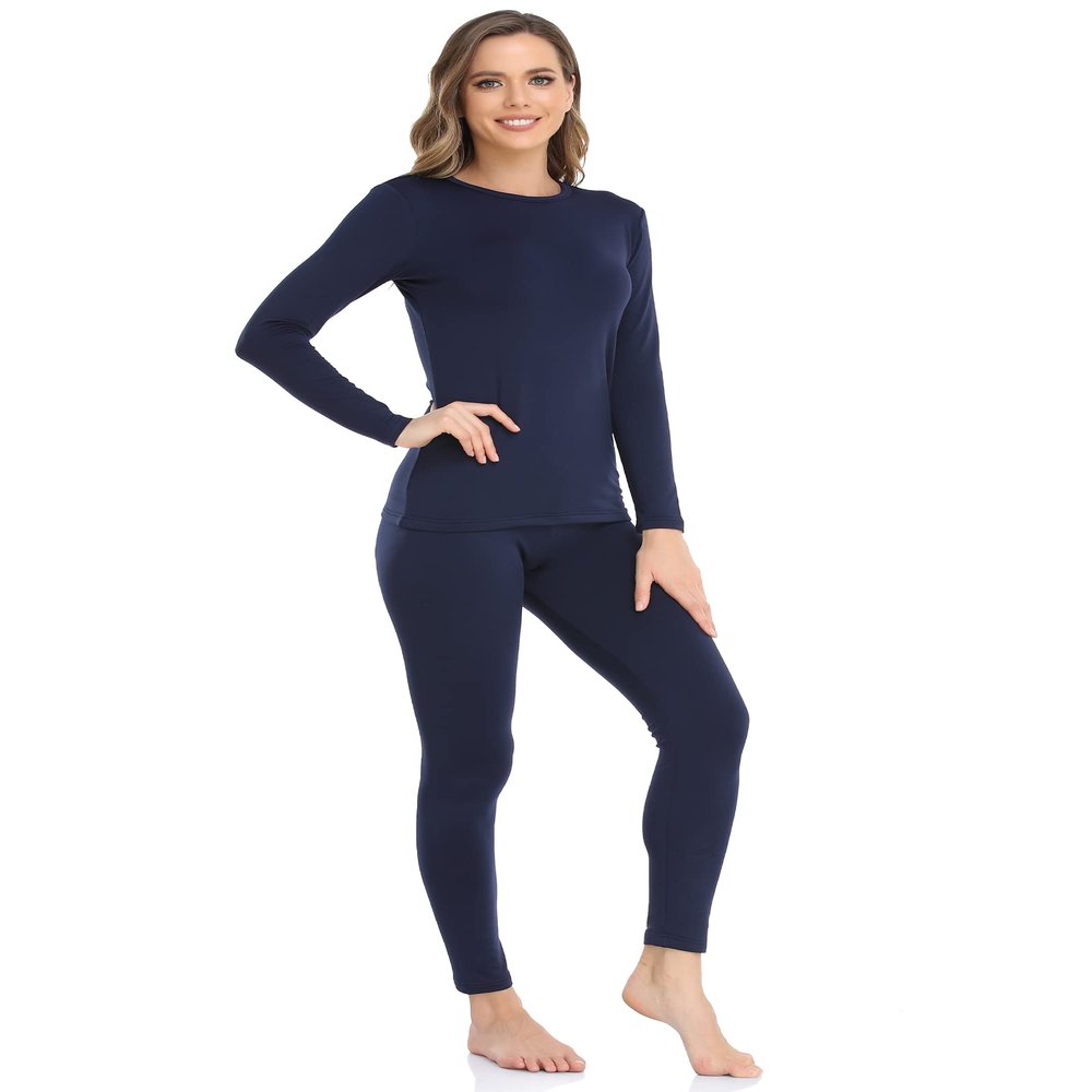 WEERTI Thermal Underwear for Women Long Johns with Fleece Lined Base Layer Women Cold Weather Top Bottom Navy