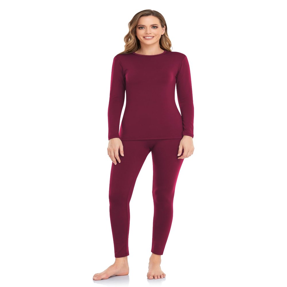 WEERTI Thermal Underwear for Women Long Johns with Fleece Lined Base Layer Women Cold Weather Top Bottom Red