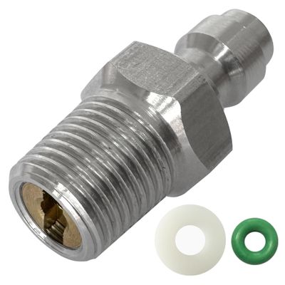 HMKUGO 8mm Quick-Disconnect Plug Adapter, Stainless Steel 1/8" NPT Male Thread PCP Paintball Charging Fittings with Sealing O-Ring