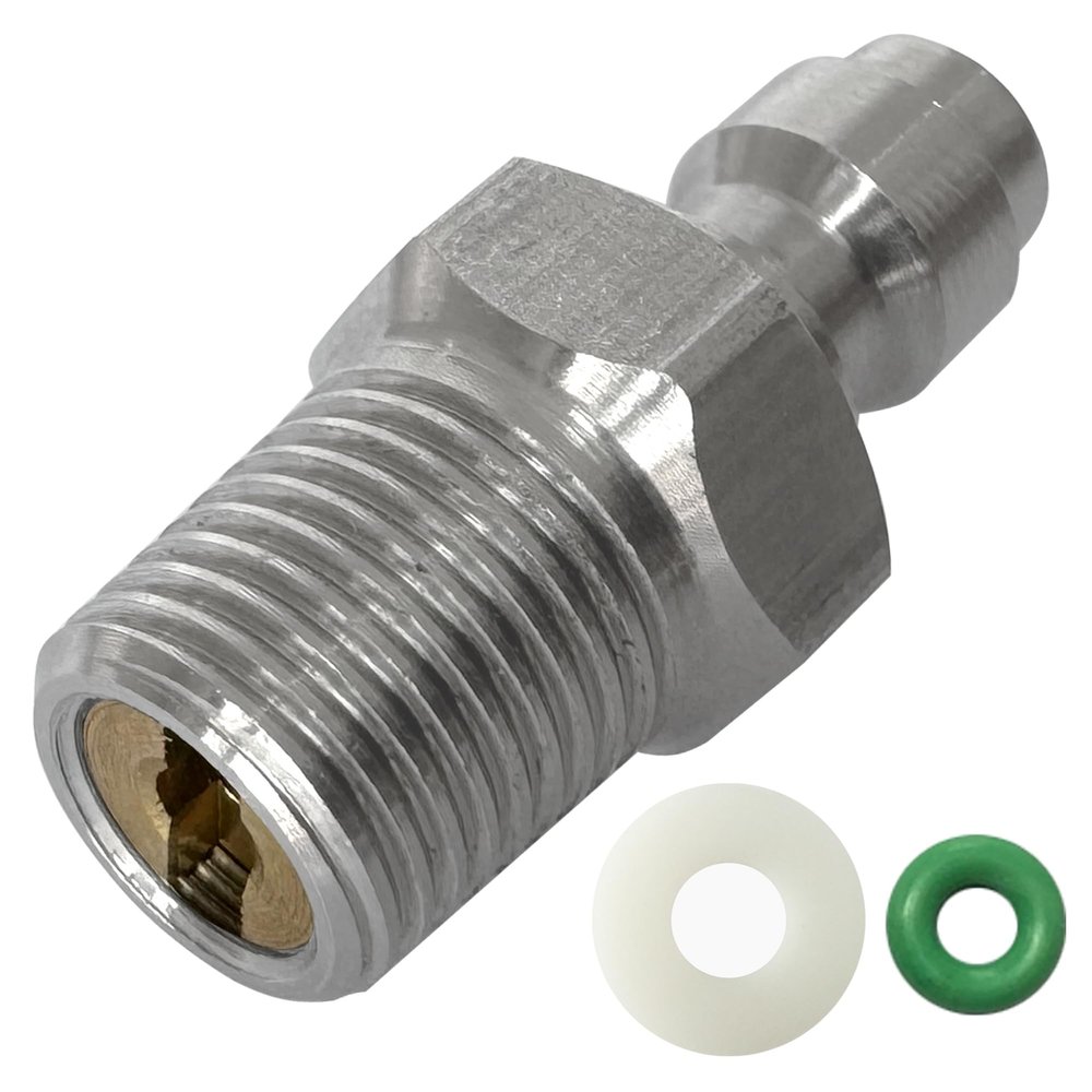 HMKUGO 8mm Quick-Disconnect Plug Adapter, Stainless Steel 1/8" NPT Male Thread PCP Paintball Charging Fittings with Sealing O-Ring