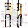 B Bolany Bike Suspension Fork 26/27.5/29" for Mountain Bike DH Air Double Shoulder Downhill Rappelling Shock Absorber Straight Tube Ultralight Bicycle Shock Absorber Rebound Adjust (Gold, 29'') view 2