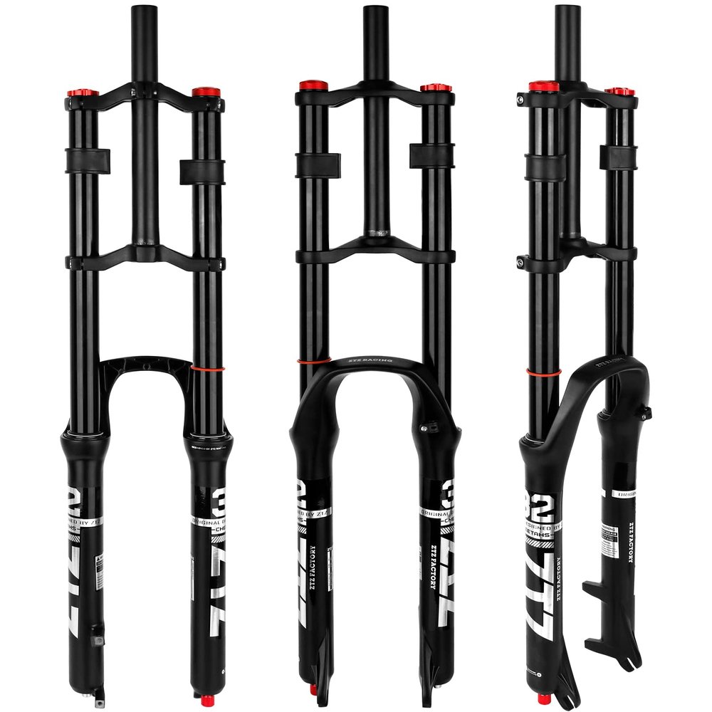 B Bolany Bike Suspension Fork 26/27.5/29" for Mountain Bike DH Air Double Shoulder Downhill Rappelling Shock Absorber Straight Tube Ultralight Bicycle Shock Absorber Rebound Adjust (Black, 29'')