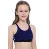 Nikiikoo Kids Girls' Digital Printed Training Sports Bra Top Criss Cross Back Top for Gymnastics/Dance Navy Blue 4 view 3
