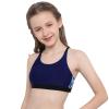 Nikiikoo Kids Girls' Digital Printed Training Sports Bra Top Criss Cross Back Top for Gymnastics/Dance Navy Blue 4 view 4