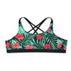 Nikiikoo Kids Girls' Digital Printed Training Sports Bra Top Criss Cross Back Top for Gymnastics/Dance Hibiscus Red 6 view 1