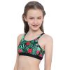 Nikiikoo Kids Girls' Digital Printed Training Sports Bra Top Criss Cross Back Top for Gymnastics/Dance Hibiscus Red 6 view 3