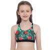 Nikiikoo Kids Girls' Digital Printed Training Sports Bra Top Criss Cross Back Top for Gymnastics/Dance Hibiscus Red 6 view 4