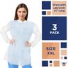 EZGOODZ White Disposable Lab Coats for Adults, 41 Inch Long, 2X-Large. Pack of 10 SMS 40 GSM Disposable Coats Medical. Adult Lab Coat with Front Snaps, Knit Cuffs and Collar, 3 Pockets view 2
