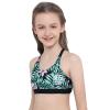 Nikiikoo Kids Girls' Digital Printed Training Sports Bra Top Criss Cross Back Top for Gymnastics/Dance Lily Pink 4 view 3