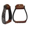 New Black Aluminum Western Saddle Stirrups with Engraved Silver and Crystal Rhinestones view 1