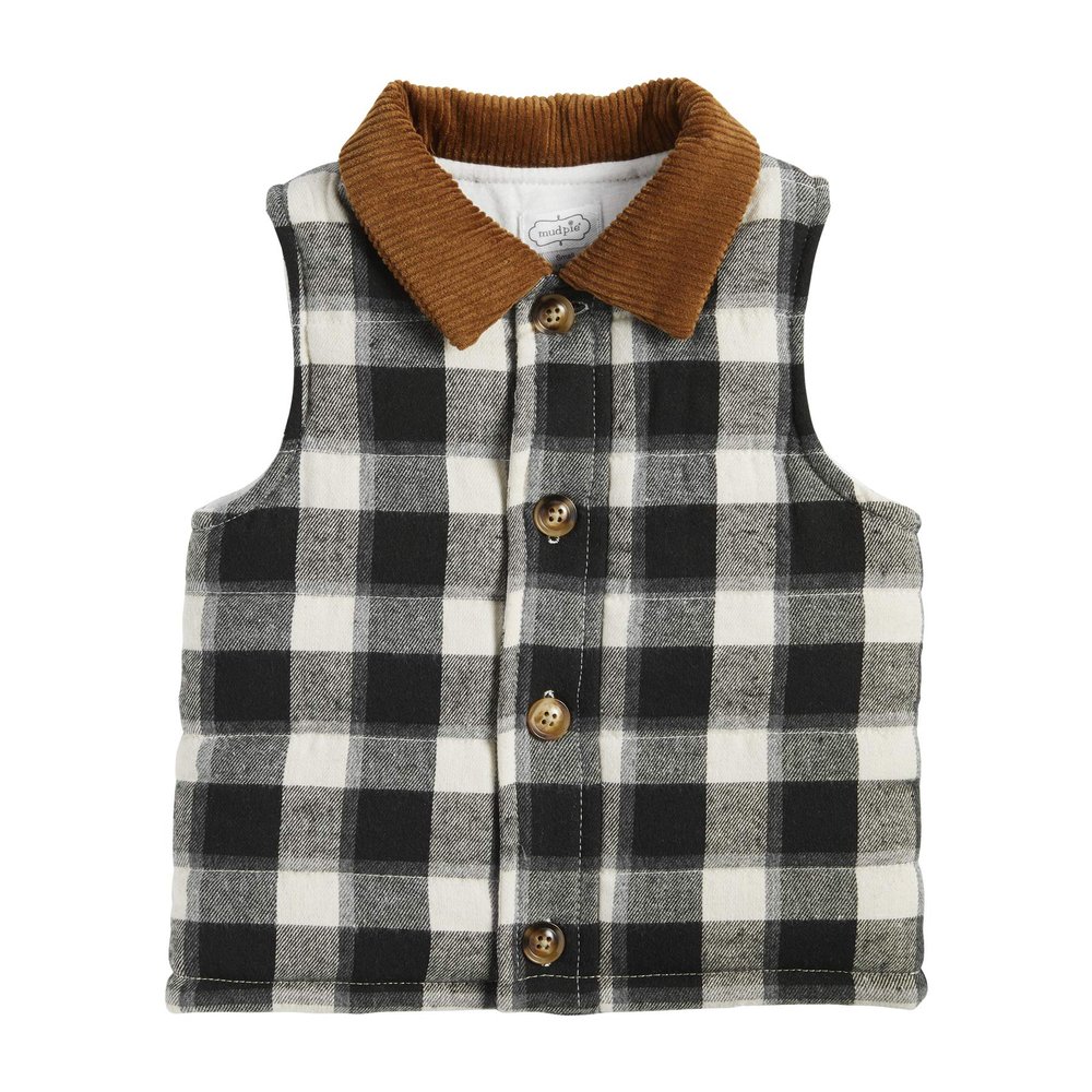 Buffalo Check Vest Cord Collar