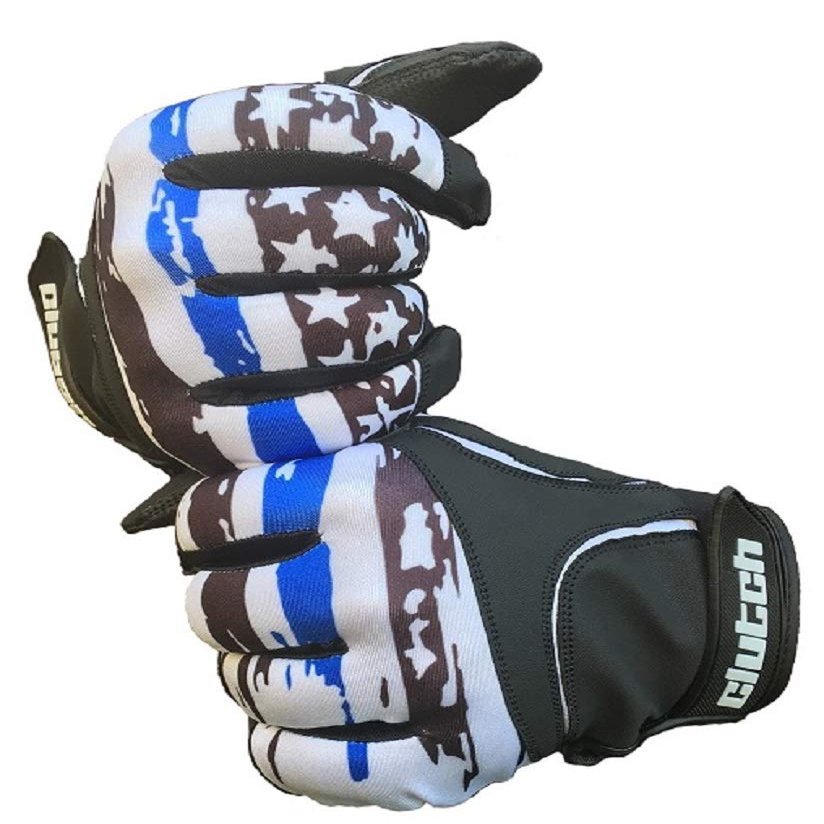 Clutch Sports Apparel American Flag Baseball & Softball Batting Gloves, Super Grip Finger Fit, Performance Mesh & Perforated Sheepskin Palm for Adults & Youth (Thin Blue Line, X-Small)