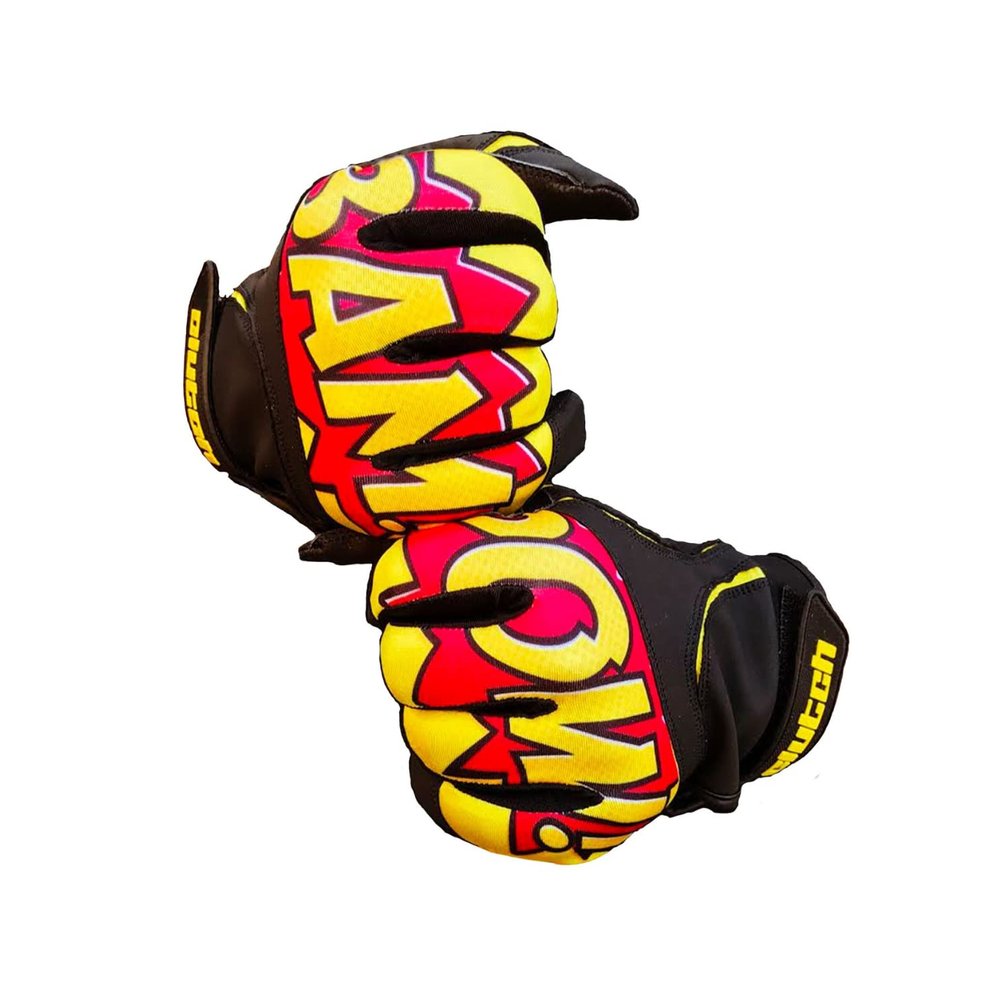Clutch Sports Apparel American Flag Baseball & Softball Batting Gloves, Super Grip Finger Fit, Performance Mesh & Perforated Sheepskin Palm for Adults & Youth (Bam Pow!, X-Large)