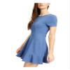 Speechless Womens Juniors Latter Stitch Ruffled T-Shirt Dress Blue L view 3
