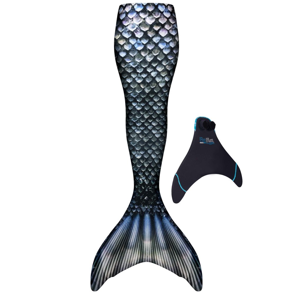 Fin Fun Mermaidens - Mermaid Tails for Swimming for Women, Teens and Adults with Monofin, Small, Barracuda Black