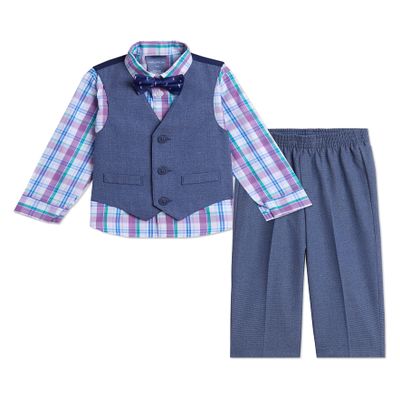 Nautica Boys 4-Piece Vest Set with Dress Shirt, Bow Tie, Vest, and Pants, Wave Runner, 2T