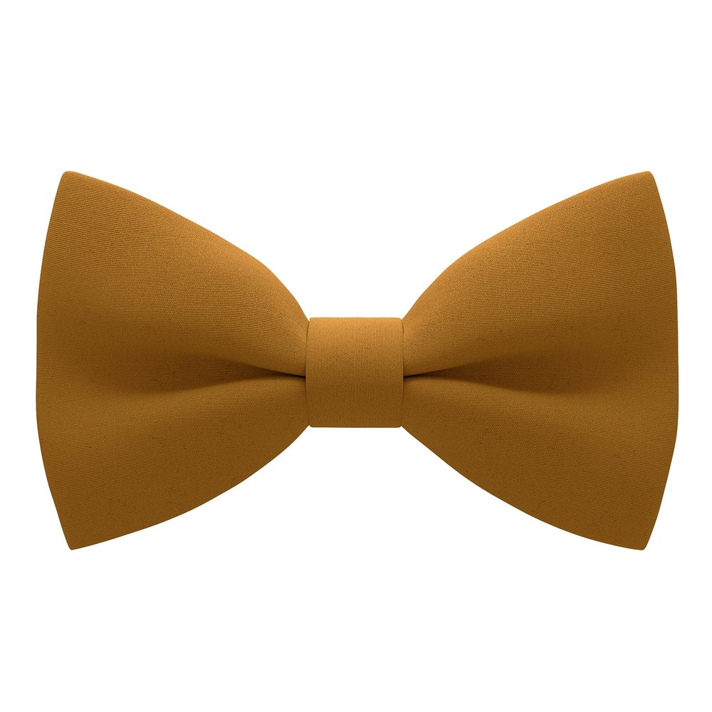 Bow Tie House Mens Pre-Tied Soft Crape Bow Tie for Wedding Formal Events Solid Tuxedo (Large, Butterscotch)