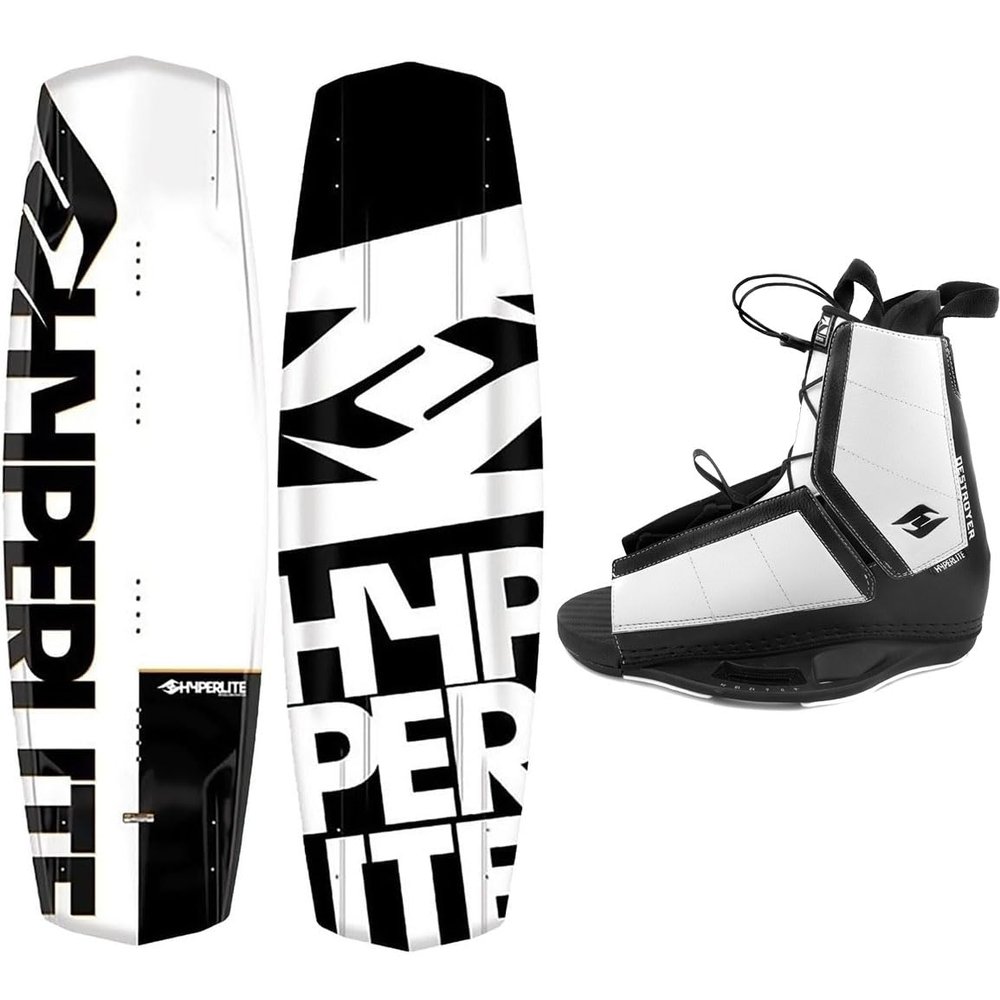 Hyperlite Wakeboard Agent with Destroyer Wakeboard Bindings Fits Boot Sizes 8-14 (142 cm)