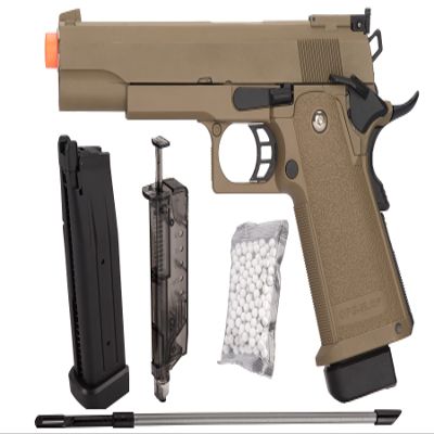 Golden Eagle Steel/Metal Airsoft Hand Gun Hi-Capa 1911 Airsoft Pistol with 6mm BBS and Speed Loader