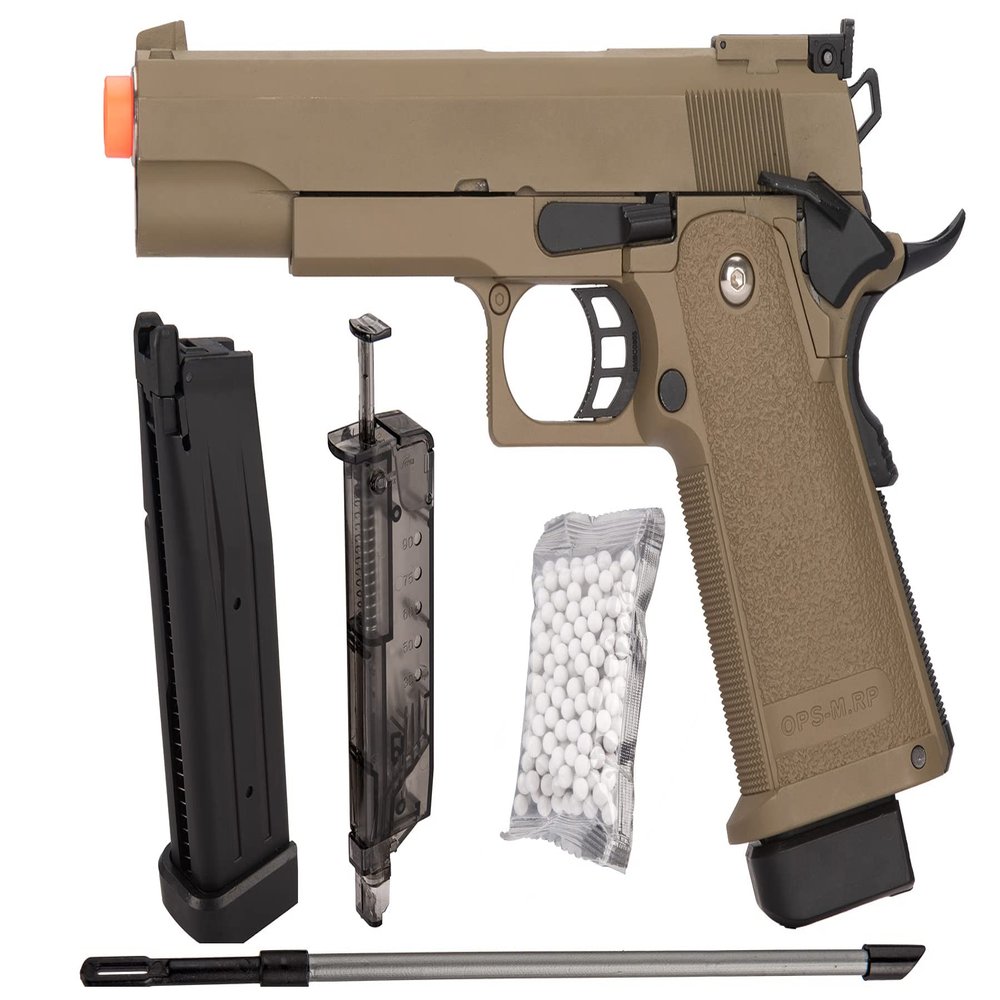 Golden Eagle Steel/Metal Airsoft Hand Gun Hi-Capa 1911 Airsoft Pistol with 6mm BBS and Speed Loader